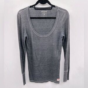 Y2K VINTAGE TRUE RELIGION open Grey woman long sleeve oversized  t-shirt XS